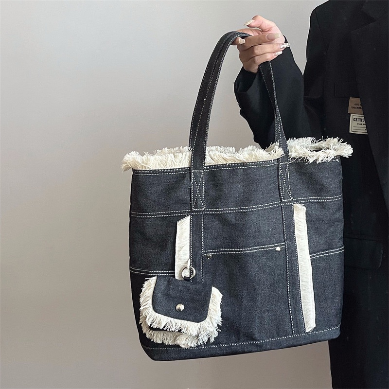 Túi đeo vai IELGY cỡ lớn chất liệu denim thiết kế đơn giản thời trang cho nữ