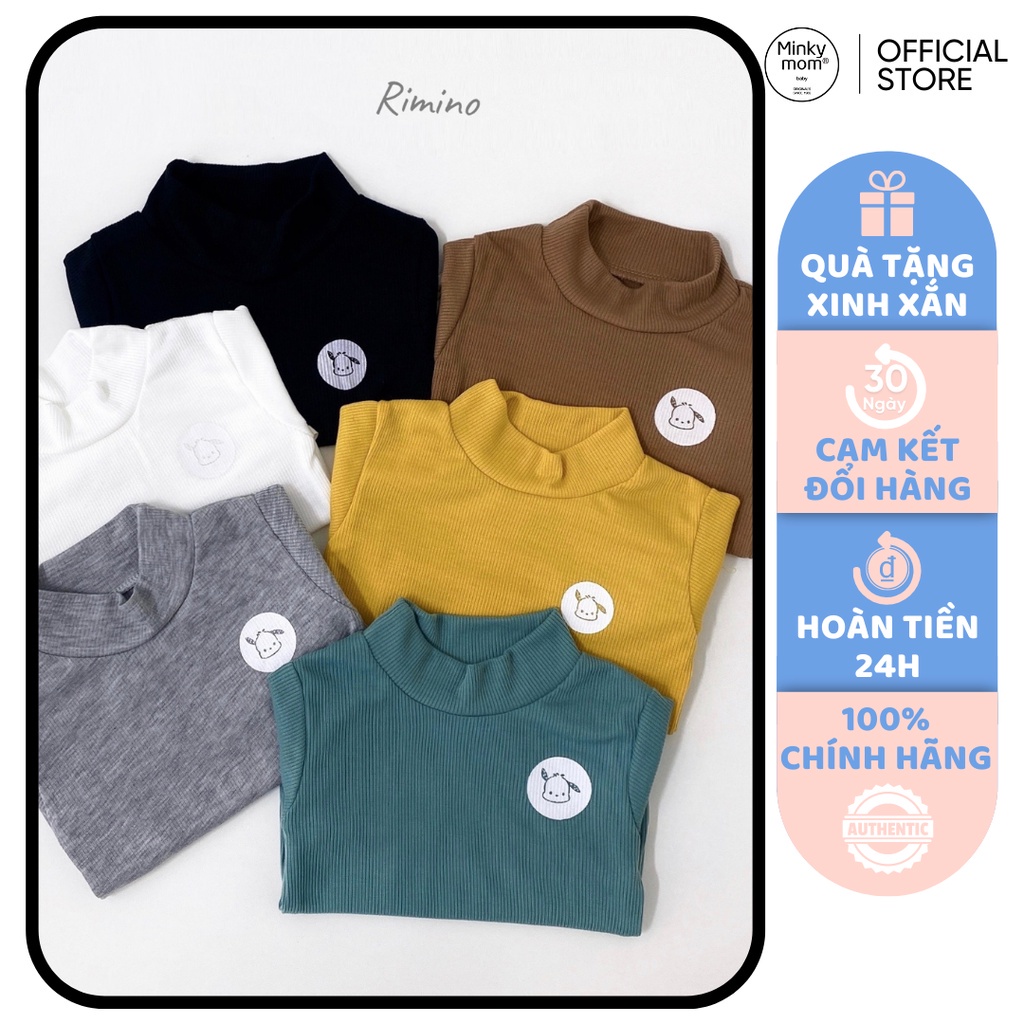 Áo Len Cho Bé Trai, Bé Gái MIMONRI Cổ Cao 3P In Hình Cún Con, Áo Dài Tay MặcThu Đông Đi Học Cho Bé MMRA0001