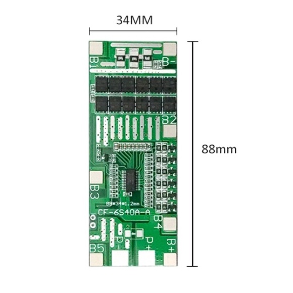 Mạch bảo vệ cân bằng 6S 24V 40A. Chuyên dùng đóng bình pin xe điện 24V. Dùng được cho pin Li-on 18650 và Lipo 3.7V