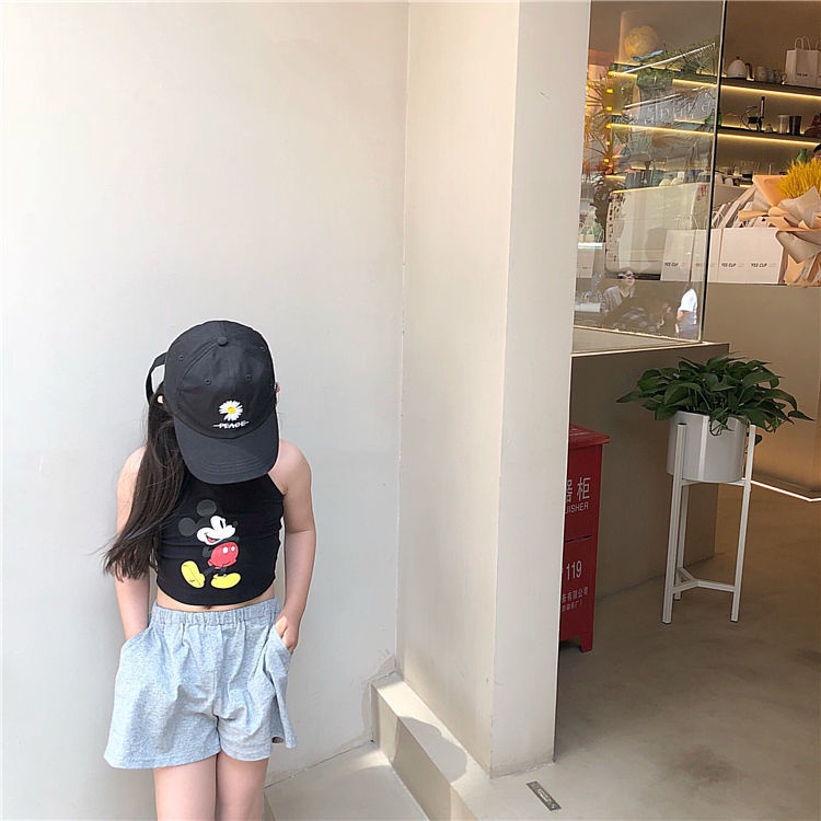Áo Thun Hai Dây In Hoạt Hình Phong Cách Hàn Quốc Dành Cho Bé Gái