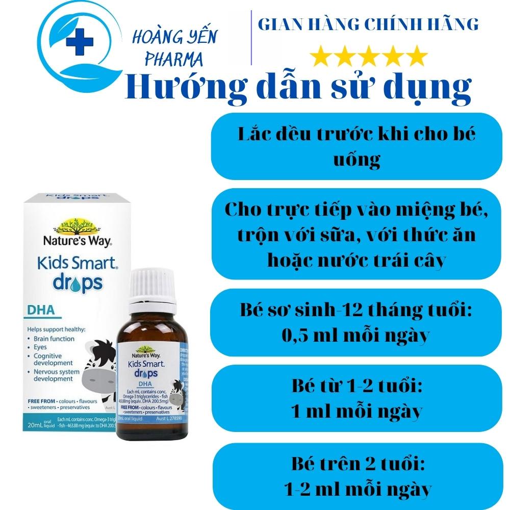 DHA Úc Nature’s way Kids Smart drops dạng nhỏ giọt 20ml giúp bé phát triển não bộ,tăng cường thị lực-Hoàng Yến Pharma