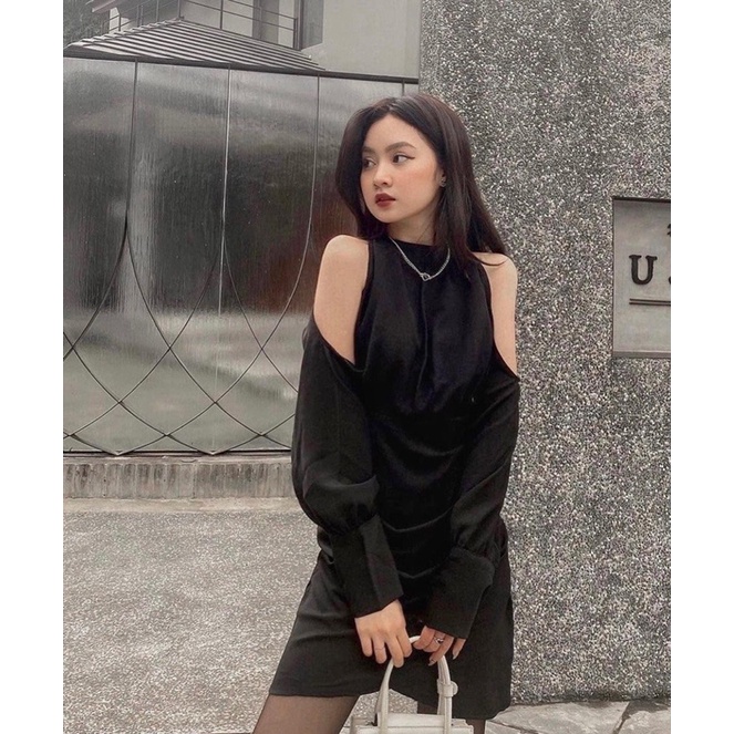 Đầm chiết eo cut out tay cực kì sành điệu(có sẵn)