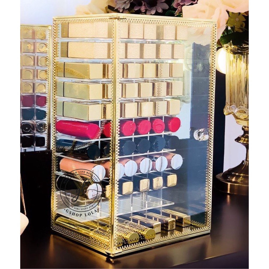 Tủ son gold 66 ô và tủ gold 42 ô son mix ngăn kéo trang sức