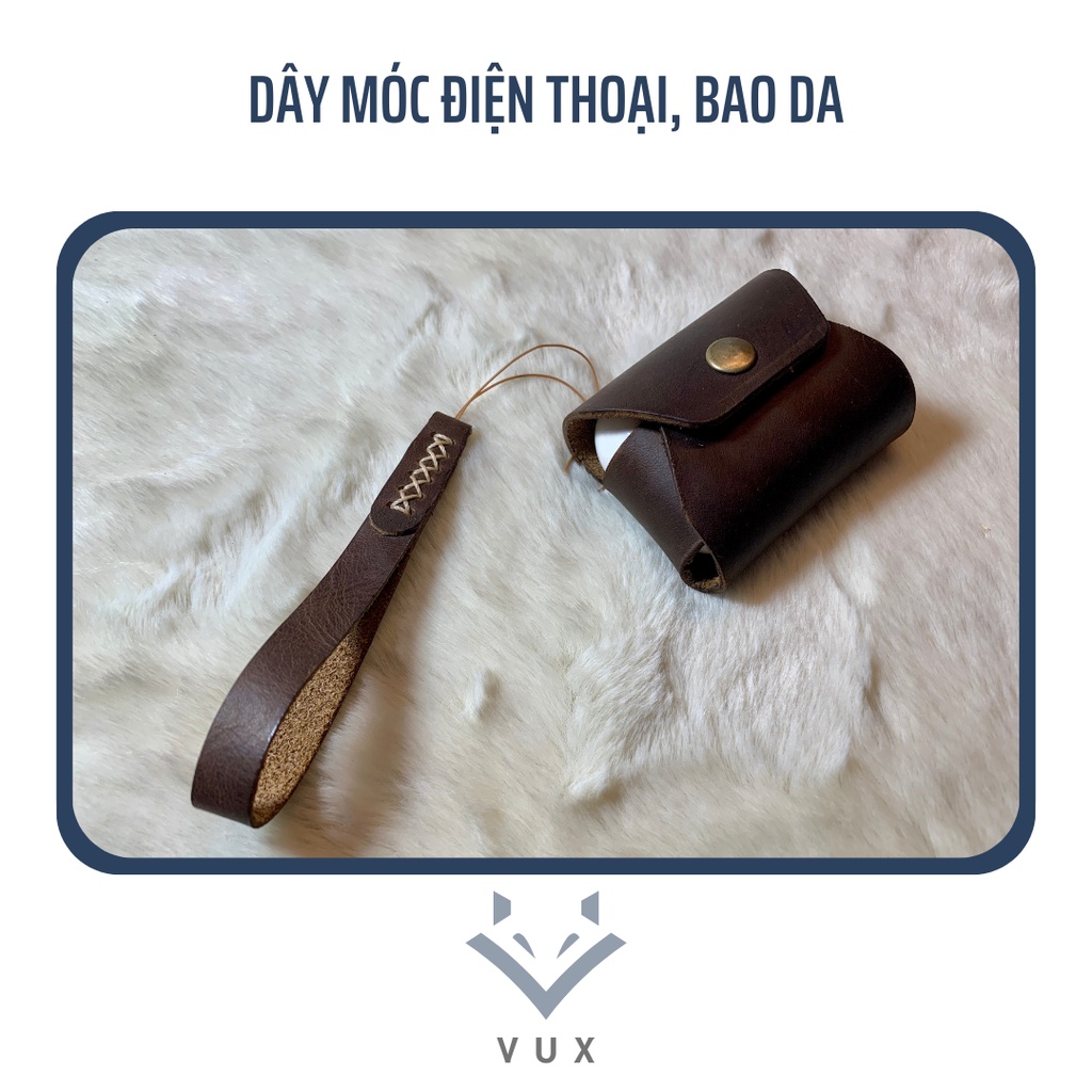 Dây móc khoá cho Airpods pro 2 - Dây móc điện thoại - Dây móc da bò classic |  | VUX.Leather