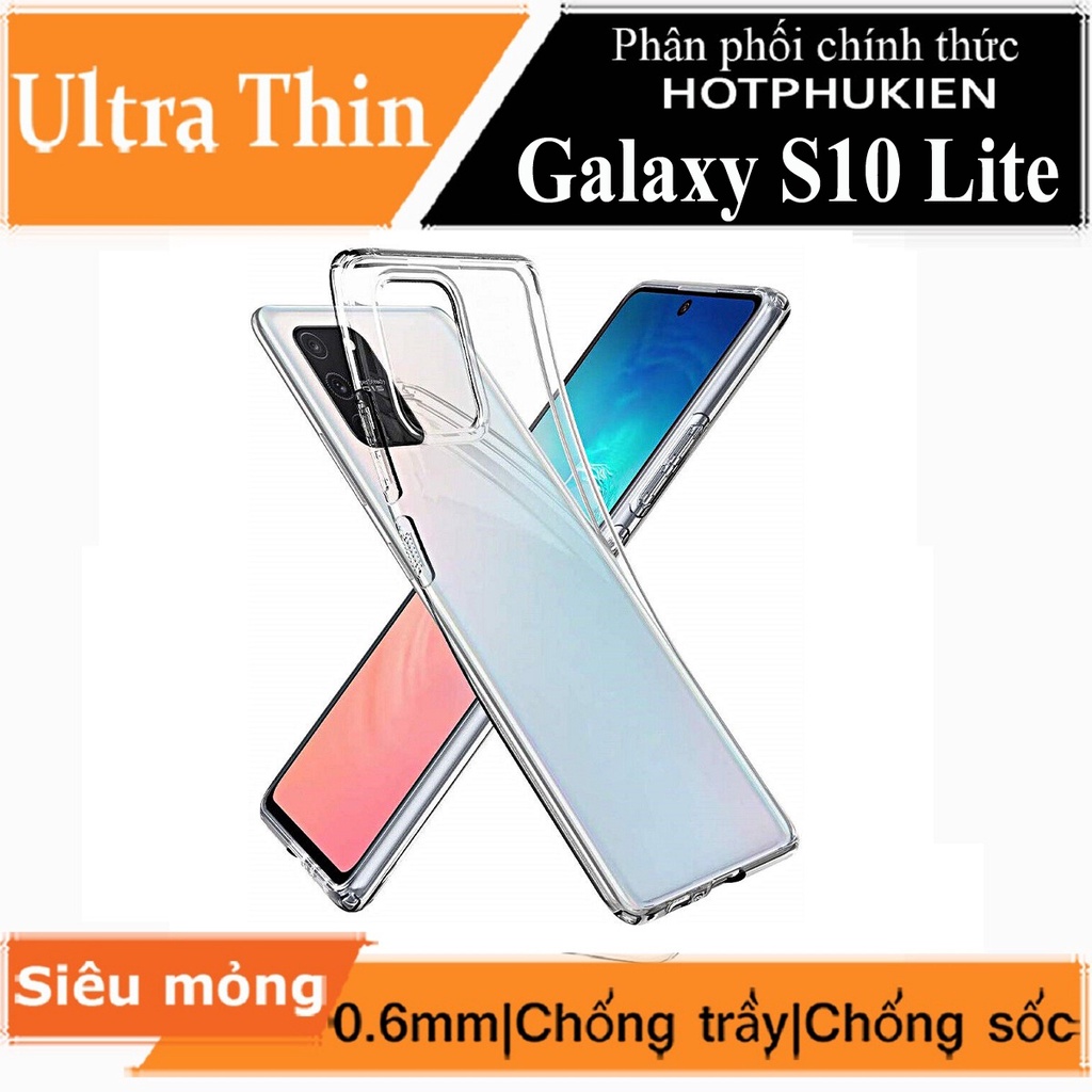 Ốp lưng silicon dẻo trong suốt cho Samsung Galaxy S10 Lite hiệu Ultra Thin siêu mỏng 0.6mm, chống trầy xước