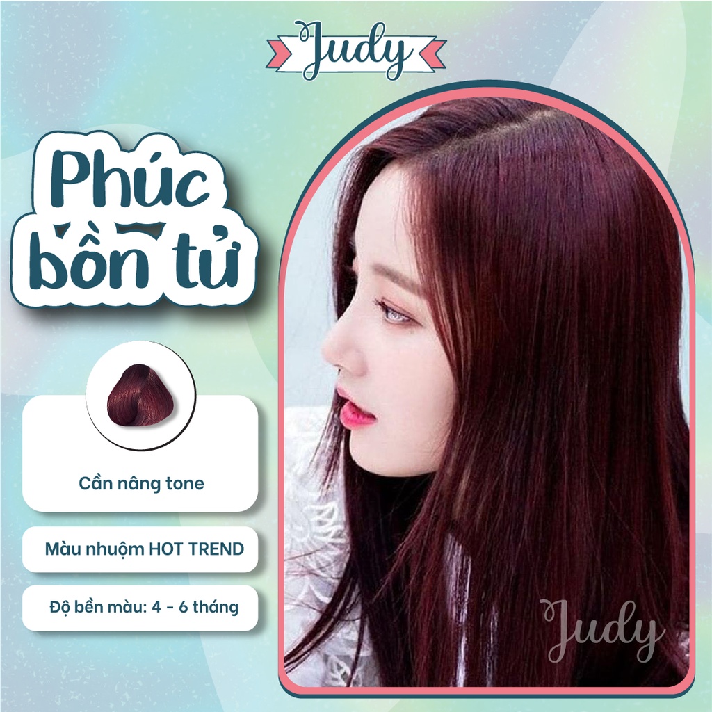 (Màu TÍM PHÚC BỒN TỬ, phiên bản thuốc nhuộm tóc giới hạn, chính hãng) Tặng kèm bộ gang tay và kem phát triển màu đầy đủ
