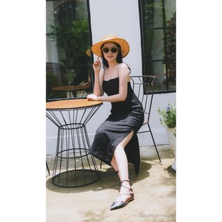 Đầm linen hai dây đen/ Đầm midi linen/ Linen midi dress/ The little Heidi