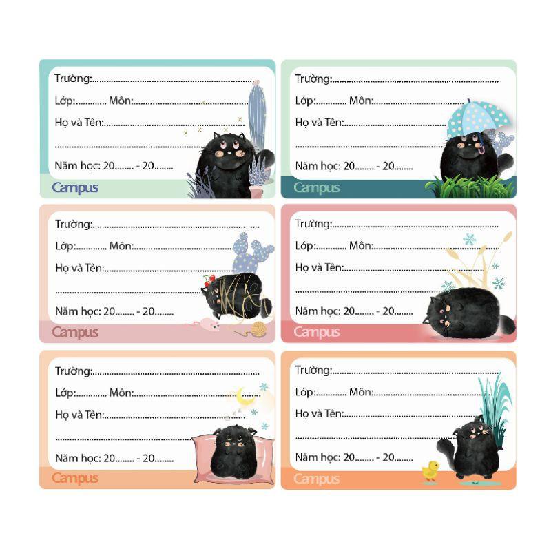 Nhãn Vở Campus Meow Dễ Thương Nhà Cam