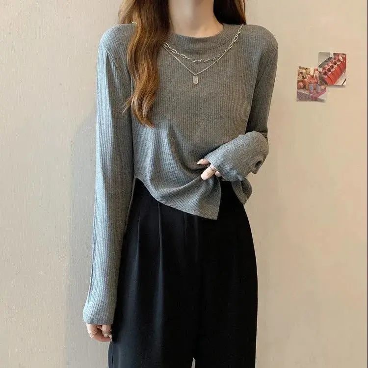 Áo Thun Tay Dài Cổ Tròn Xẻ Tà Kiểu vintage Thời Trang Mùa Thu Cho Nữ TX-219