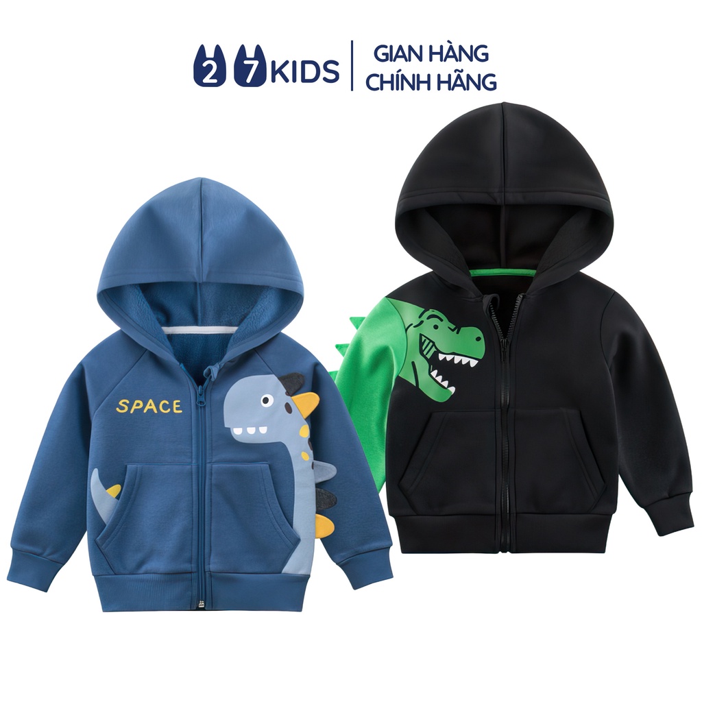Áo khoác nỉ bé trai dài tay 27Kids áo thun da cá lót nỉ bông nam cho trẻ từ 2-10 tuổi BLCO2