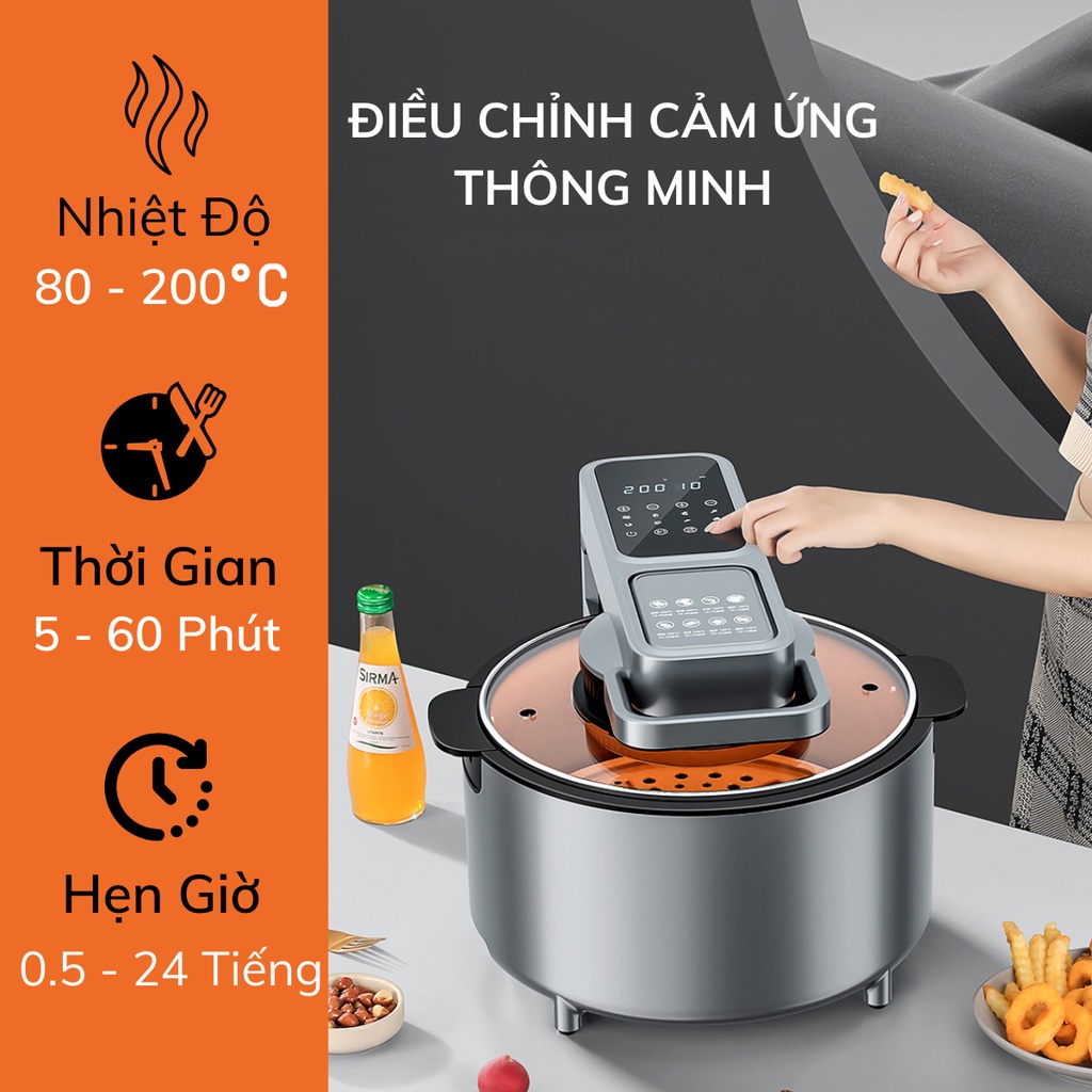 Nồi Chiên Không Dầu Nanomax Nc-801, Dung Tích 8l, Điều Khiển Cảm Ứng, Tích Hợp 8 Chế Độ Nấu, Hẹn Giờ Nấu Tự Động