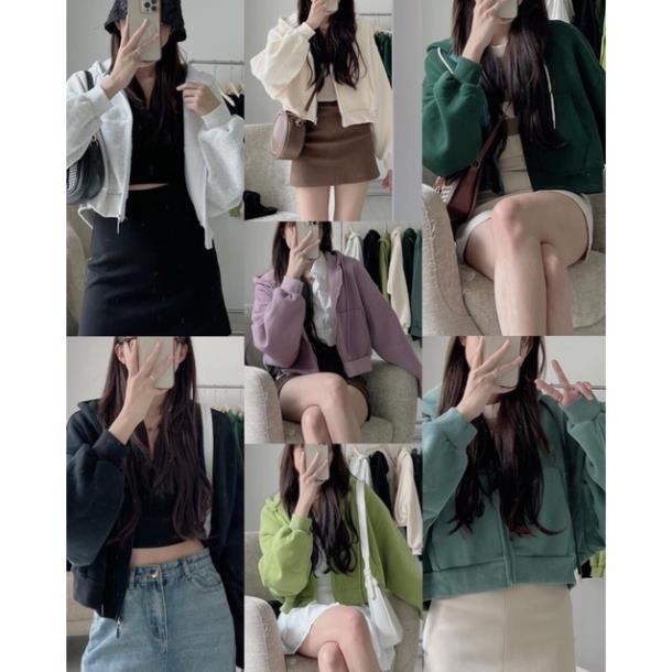 [Big sale] Áo Khoác Hoodie Croptop Nữ Dáng Ngắn Chất Nỉ Ngoại Tay Bồng, Ảnh Thật❤️Áo Crt Lửng Có Mũ Chất Nỉ Bông Dày Mịn | BigBuy360 - bigbuy360.vn