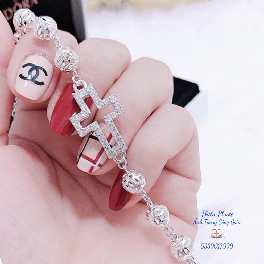 VÒNG TAY MÂN CÔI - LẮC TAY CÔNG GIÁO BẠC TA CHO NỮ HÌNH THÁNH GIÁ
