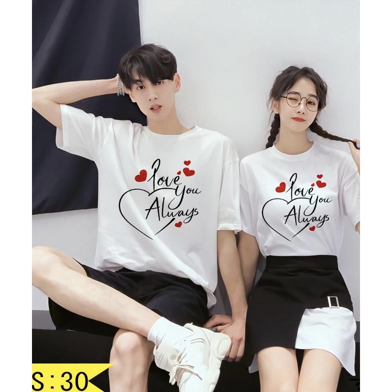 Áo cặp nam nữ, đồ đôi in hình dễ thương không bong tróc đi chơi-PINK