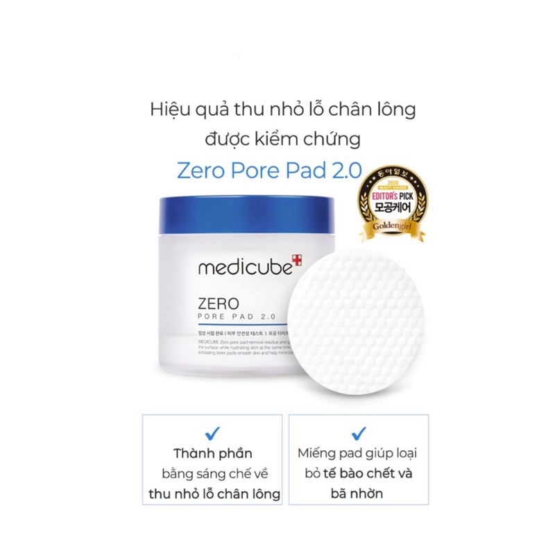 Toner Không Lỗ Chân Lông MEDICUBE ZERO PORE PAD 2.0 - 100ml / 70 miếng