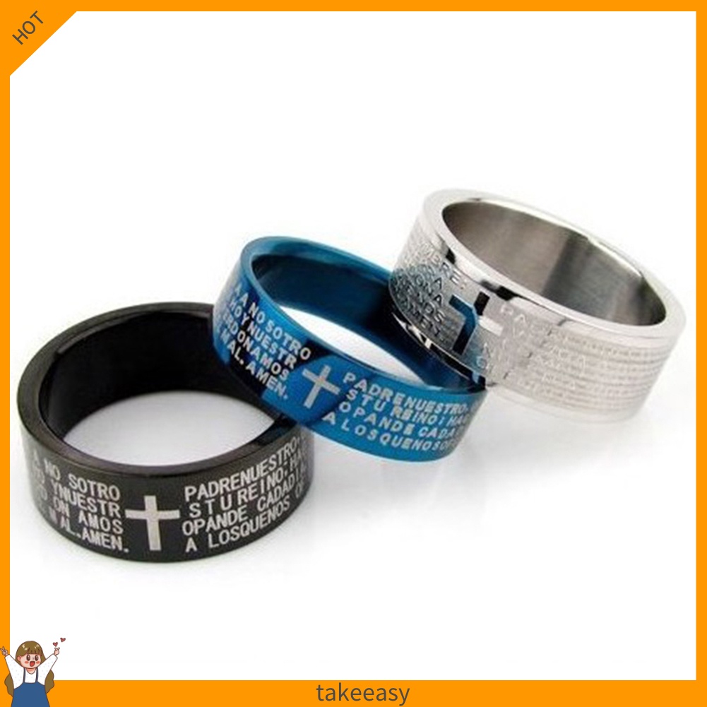 Nhẫn đeo tay bằng thép titan họa tiết chữ thập thời trang cho cặp đôi