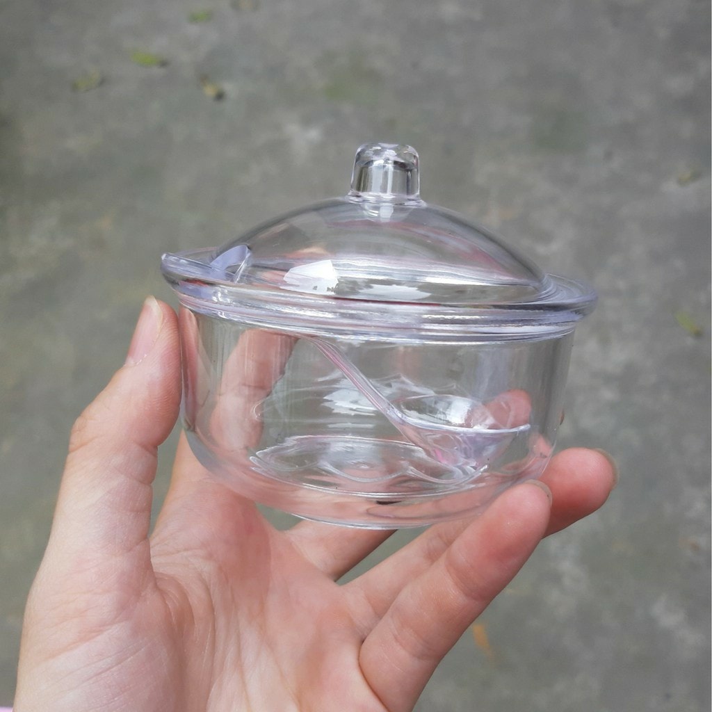 Hủ đựng đường sa tế có muỗng bằng nhựa cứng trong suốt