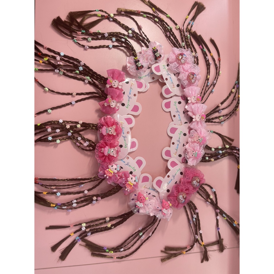 Set 2 kẹp tóc giả thắt bím xinh xắn đáng yêu cho bé