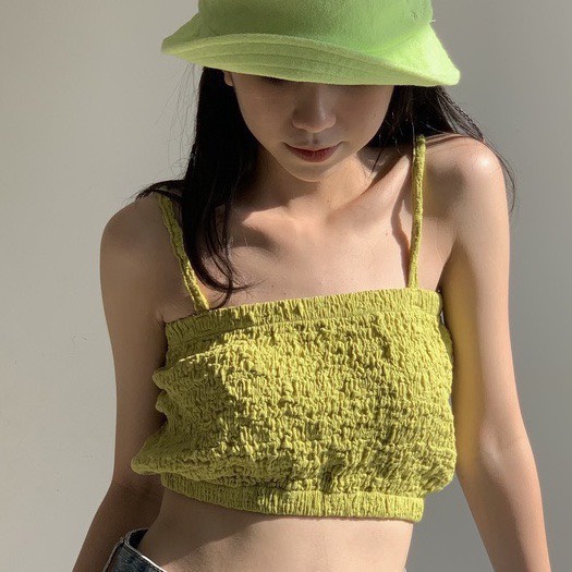 Áo xốp 2 dây croptop bo thun ngực eo cực xinh , chất xốp dày dặn co giãn
