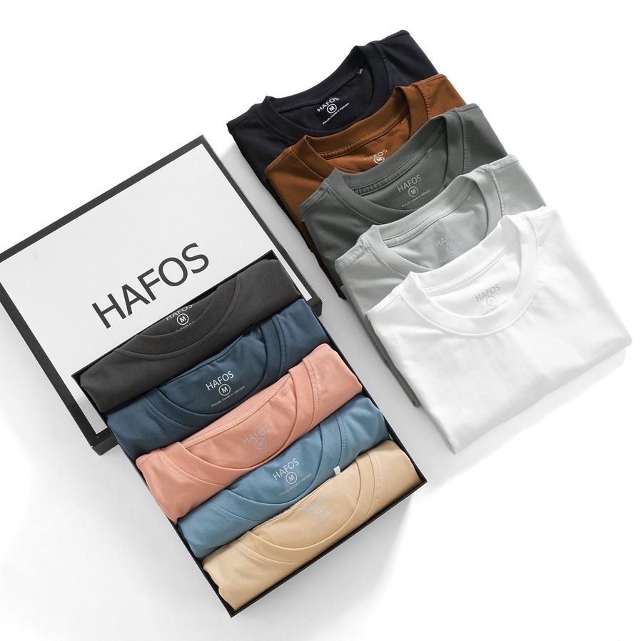 Áo thun nam HAFOS Basic 10 màu, vải Cotton cao cấp, co giãn