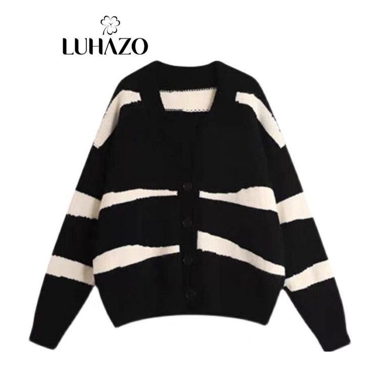 Áo khoác cardigan len nữ dáng dài LUHAZO Quảng Châu chất dày dặn kiểu Hàn Quốc G-16