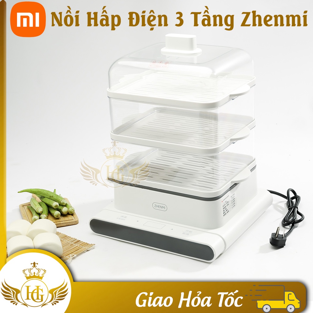 Nồi Hấp Điện 3 Tầng Đa Năng Zhenmi - Máy Hấp Đồ Ăn 3 Tầng Phù Hợp Với Gia Đình Với Dung Tích 12L - Hàng Chính Hãng