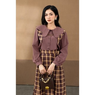 Chân váy kẻ be đỏ KGM