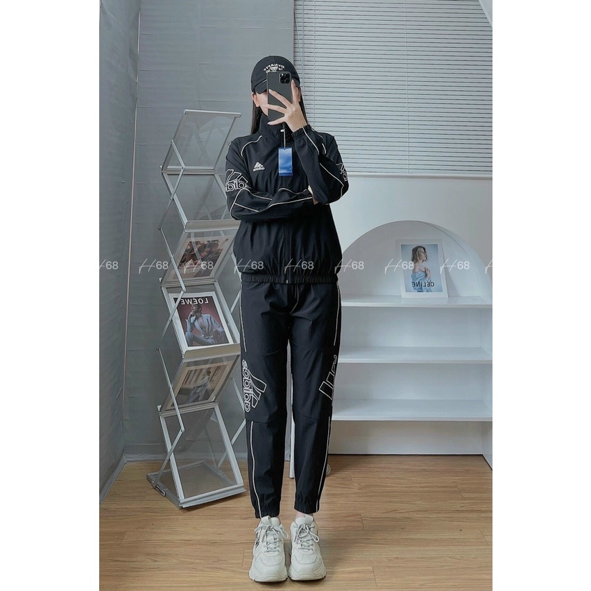 Bộ Áo Gió Thể Thao NỮ Logo thêu nổi, 2 Lớp siêu hot - Hàng Xuất Dư