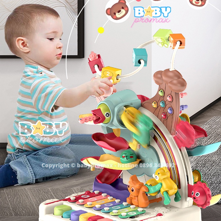 Đồ chơi giáo dục sớm đa chức năng có phím piano, đàn gõ, đường ray ô tô, puzzle sáng tạo cho bé từ 6 tháng - 3 tuổi