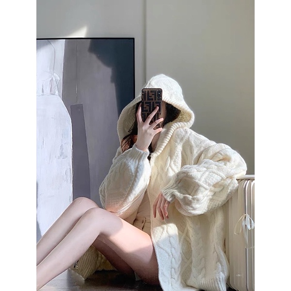 ÁO HOODIE ZIP LEN DÁNG RỘNG