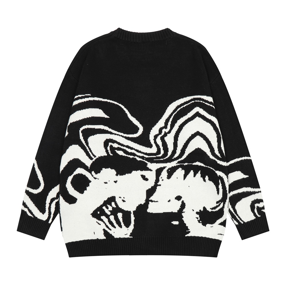 Áo Sweater Dệt Kim Chui Đầu In Biểu Tượng Jacqard Thời Trang Mùa Thu Cho Nam Giới