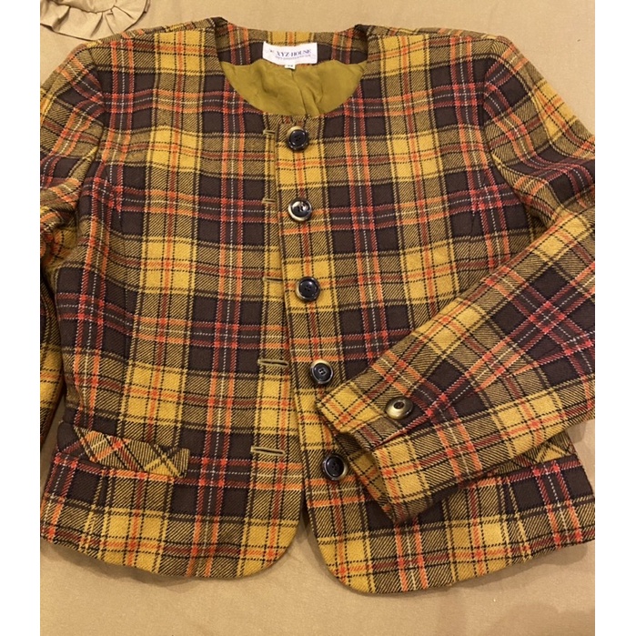 Dạ tweed Nhật sọc nâu cam vintage