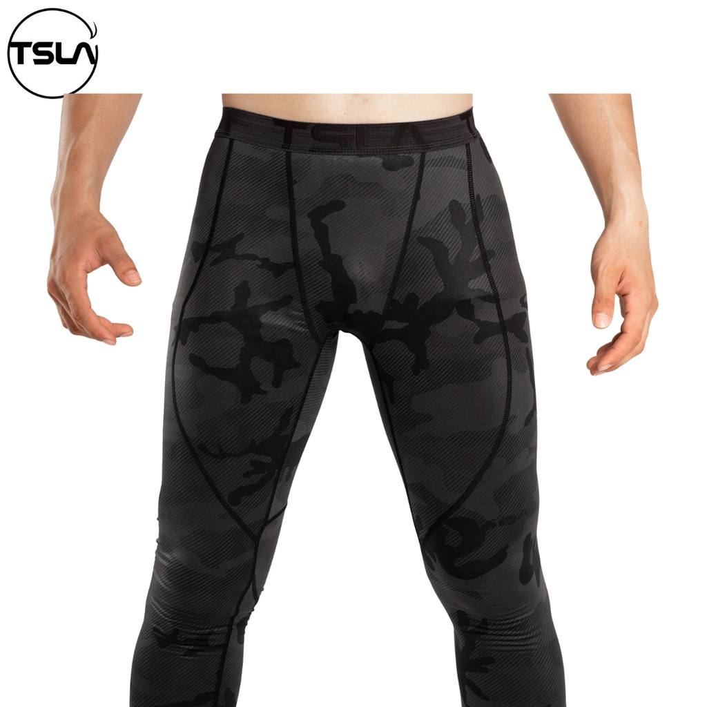 Quần giữ nhiệt nam combat pro TSLA lót lông cừu mỏng quần legging nam co giãn tập gym thể thao chạy bộ bóng rổ TSL1009