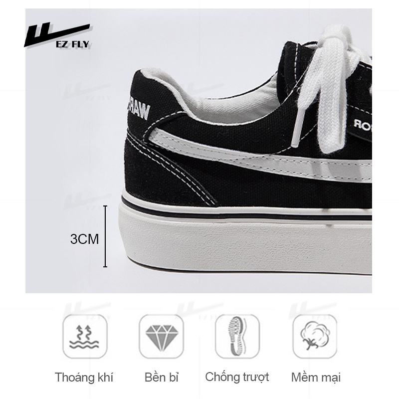 Giày thể thao đế bằng thời trang WAR09 đế PVC chống trơn trượt , Giày sneaker đế thấp nam nữ cao cấp