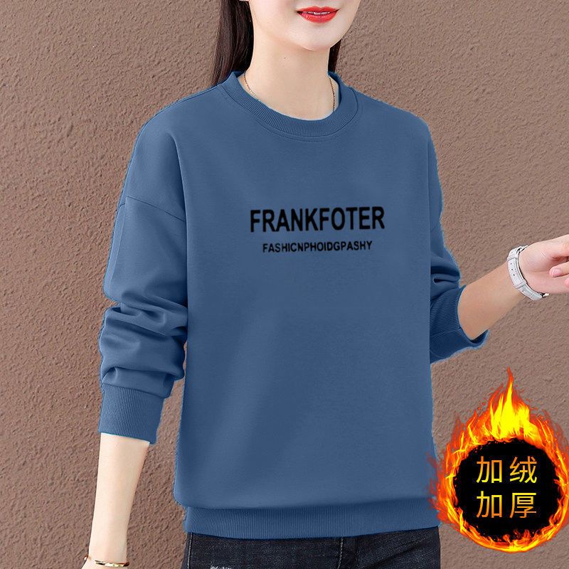 Áo Sweater Cổ Tròn Lót Lông Cừu Dày Dặn Giữ Nhiệt Thời Trang Mùa Đông Cho Nữ