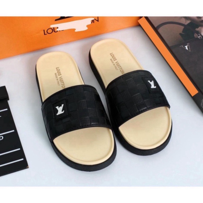 Dép Nam Nữ, Dép LV Kem Quai NGang chống trơn trượt 2023
