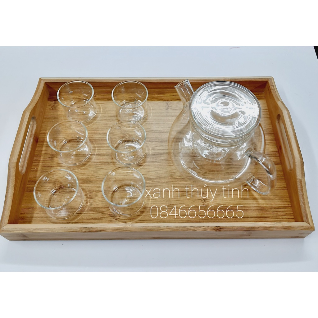 Bộ ấm trà thủy tinh chịu nhiệt cao, ấm lõi lọc thủy tinh, dung tích ấm 600ml - AT34