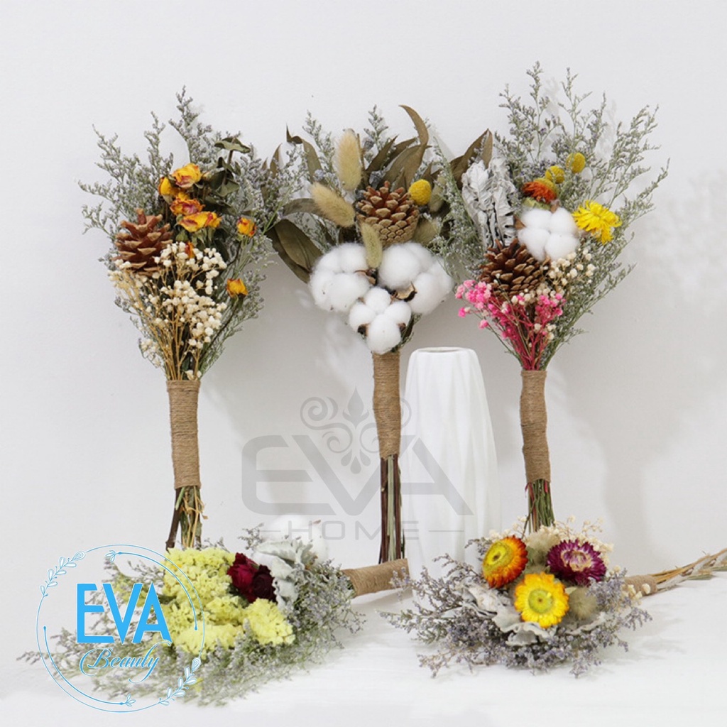 Bó Hoa Khô Mix Phối Sẵn Tự Nhiên Vintage Dùng Trang Trí  - Decor - Quà Tặng