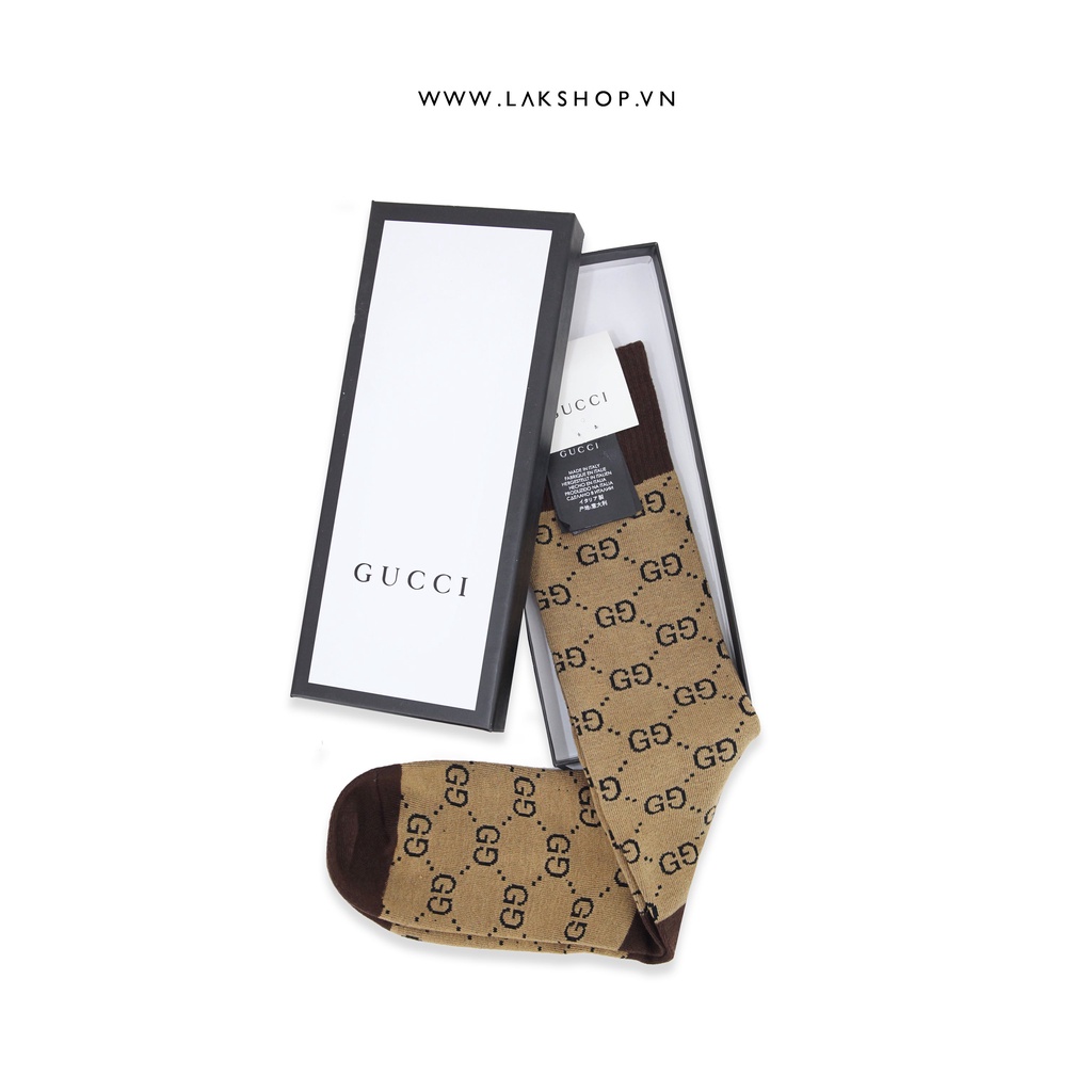 Tất GG Monogram Nâu