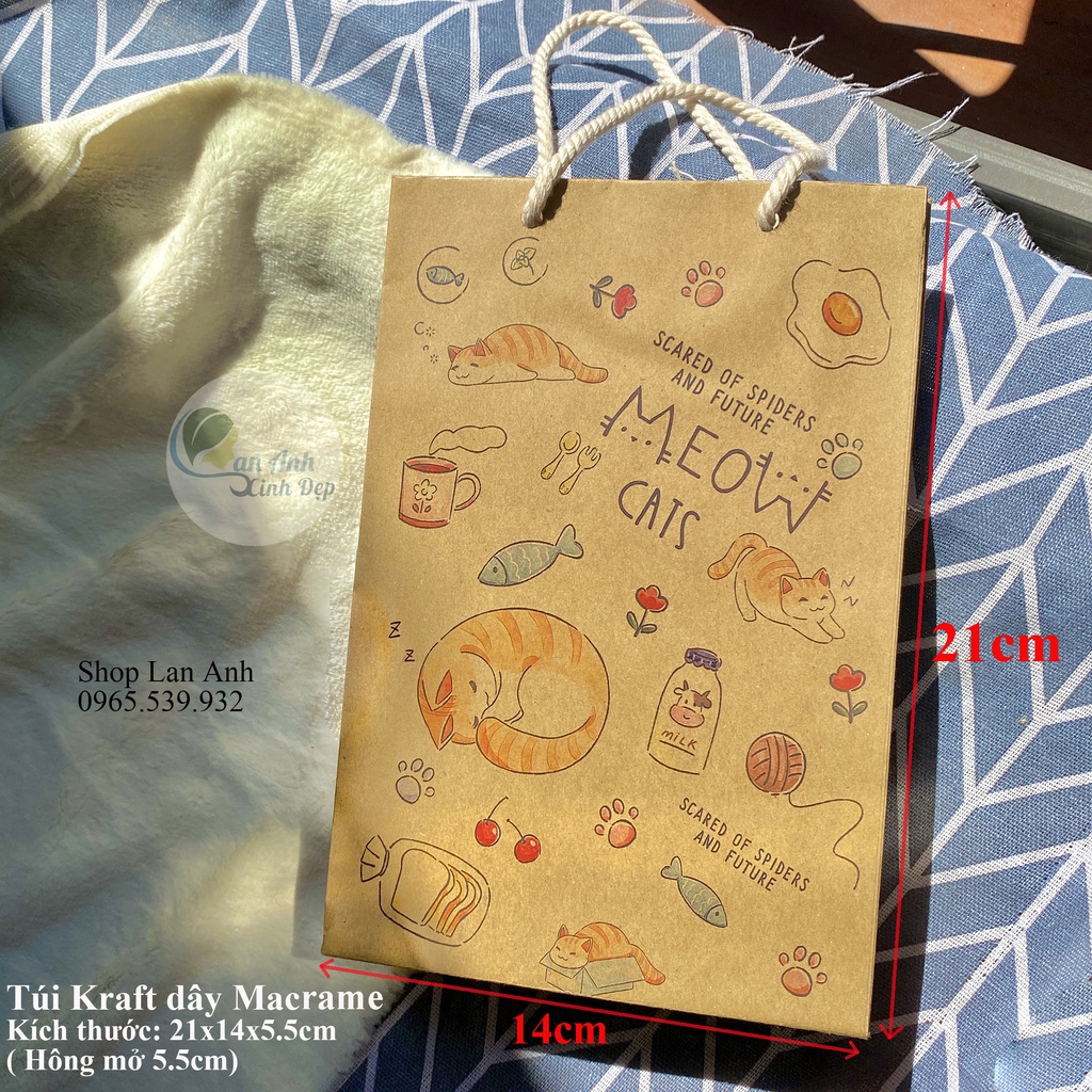Túi Giấy Handmade Dây Macrame Cute 21x14x5.5cm - Shop Lan Anh