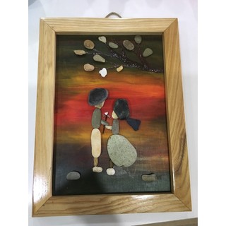 Tranh trang trí decor sỏi handmade quà tặng trang trí hình tặng hoa
