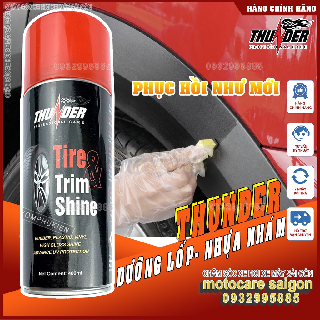 Chai Xịt Dưỡng Lốp Phục Hồi Nhựa nhám Thunder 400ml