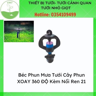 Combo 5 béc phun mưa tưới cây phun xoay 360 độ kèm nối ren 21
