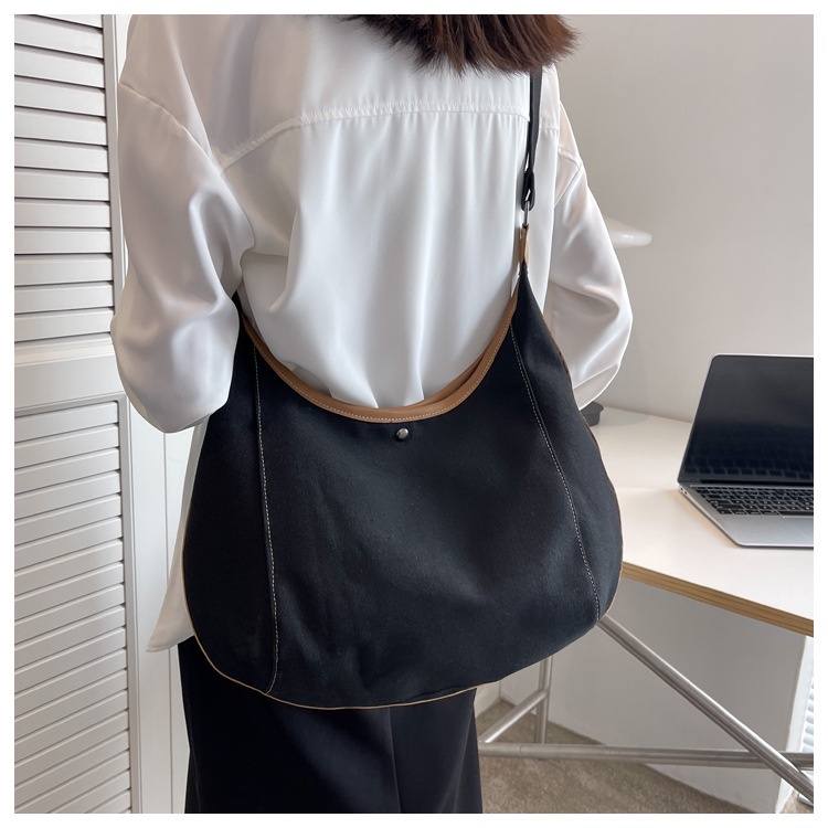 Túi Xách Vải canvas Màu Trơn Sức Chứa Lớn Thời Trang Cho Nữ