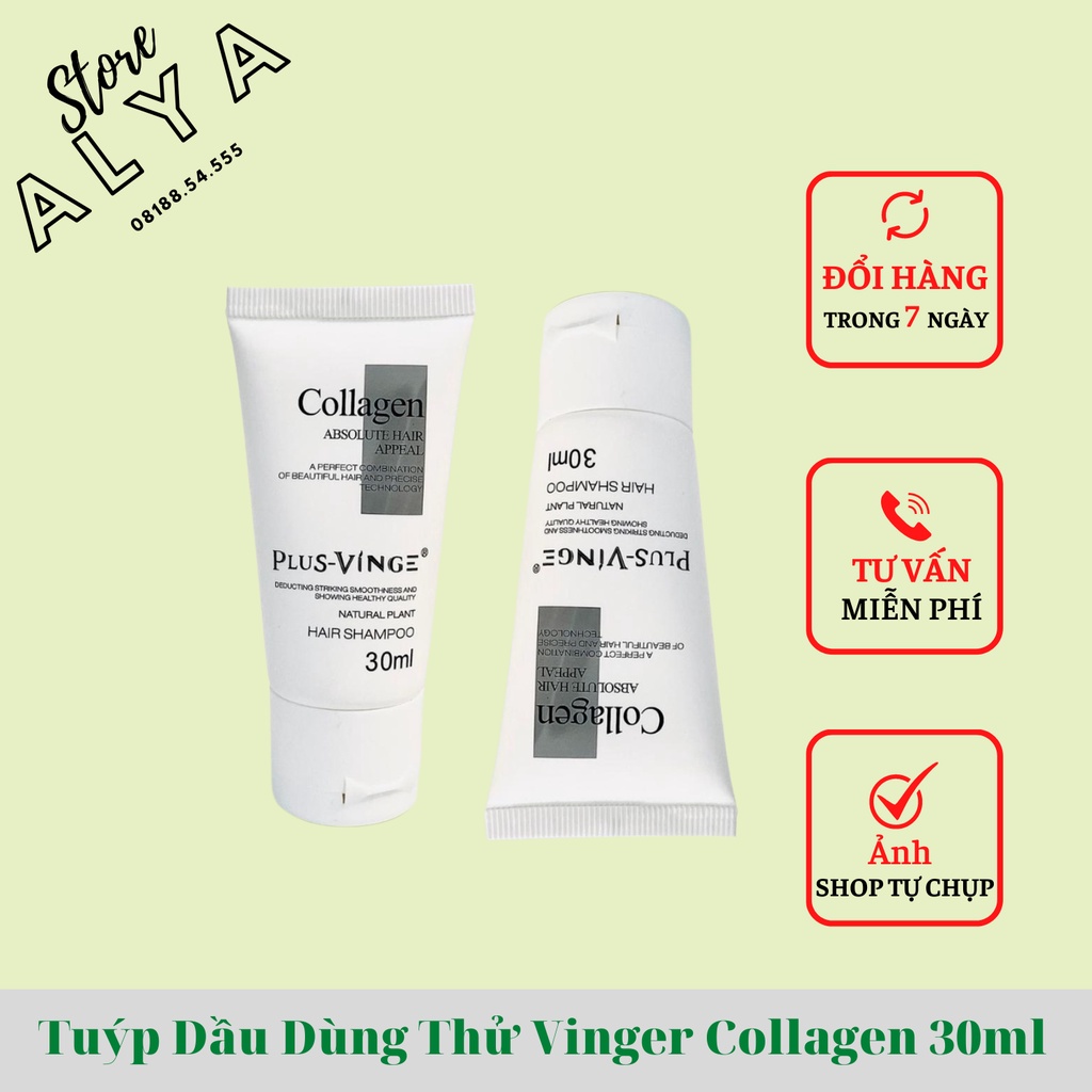 Dầu Gội Vinge Collagen Plus 30ml Hương Nước Hoa Siêu Mềm Mượt, Nhanh Mọc Tóc Phù Hợp Đi Du Lịch, Dùng thử. ALYA VN