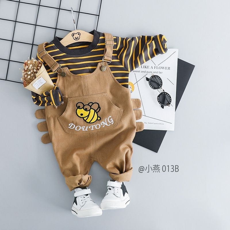 Sét Yếm Ong Vàng Dài Tay Cho Bé Trai Bé Gái Siêu Cute AGUM MART Cho Bé Từ 8-20kg