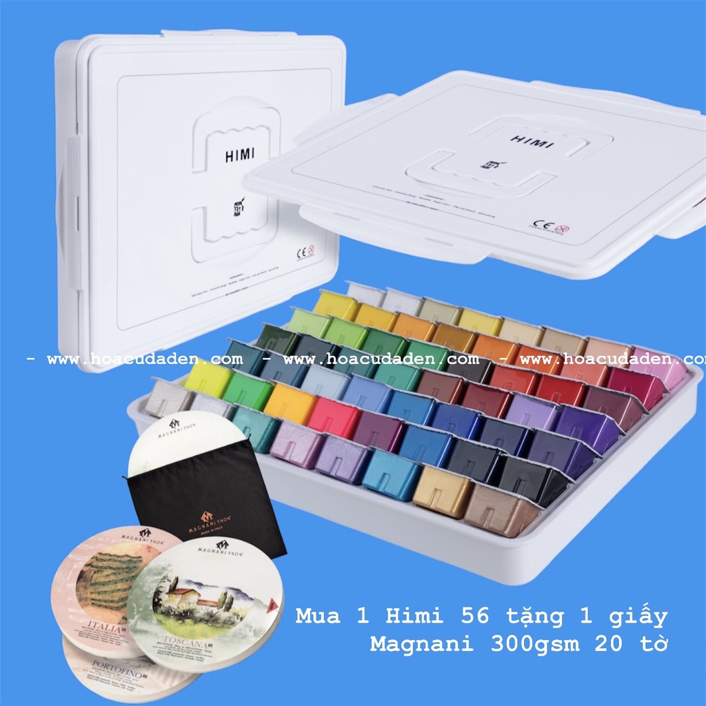 [DA ĐEN] Màu Gouache Himi Thạch 56 Màu Hộp Nhựa