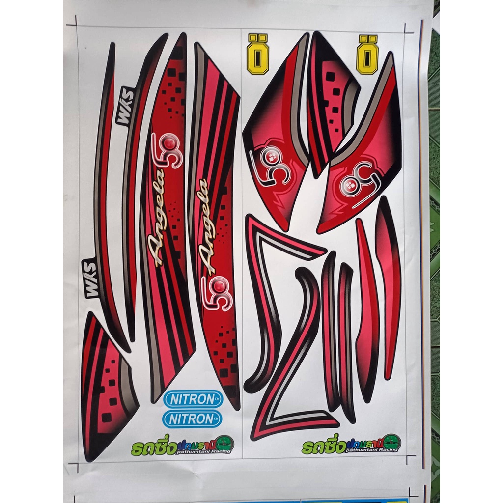 Tem rời angela 50 dán xe đen