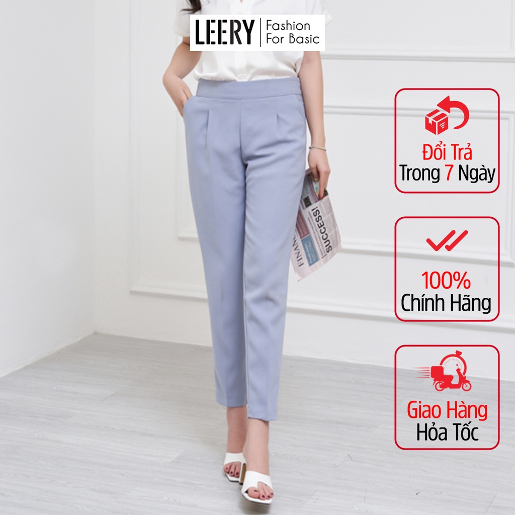 Quần baggy nữ lưng cao LEERY quần công sở nữ chất Vitex cao cấp màu Đen Xanh Be Ghi Hồng QD-16