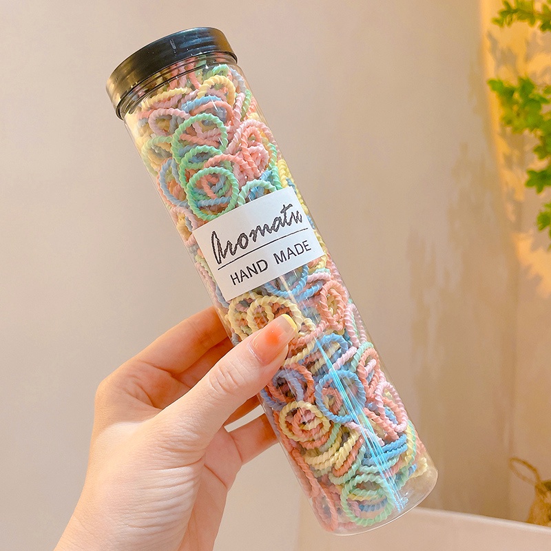 Hộp 300 Dây Buộc Tóc Cao Su Co Giãn Phong Cách Hàn Quốc Cho Nữ